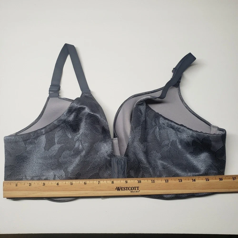Cacique Bra Womens 42DDD Lightly Lined Balconette Back Smoothing Lace Blue